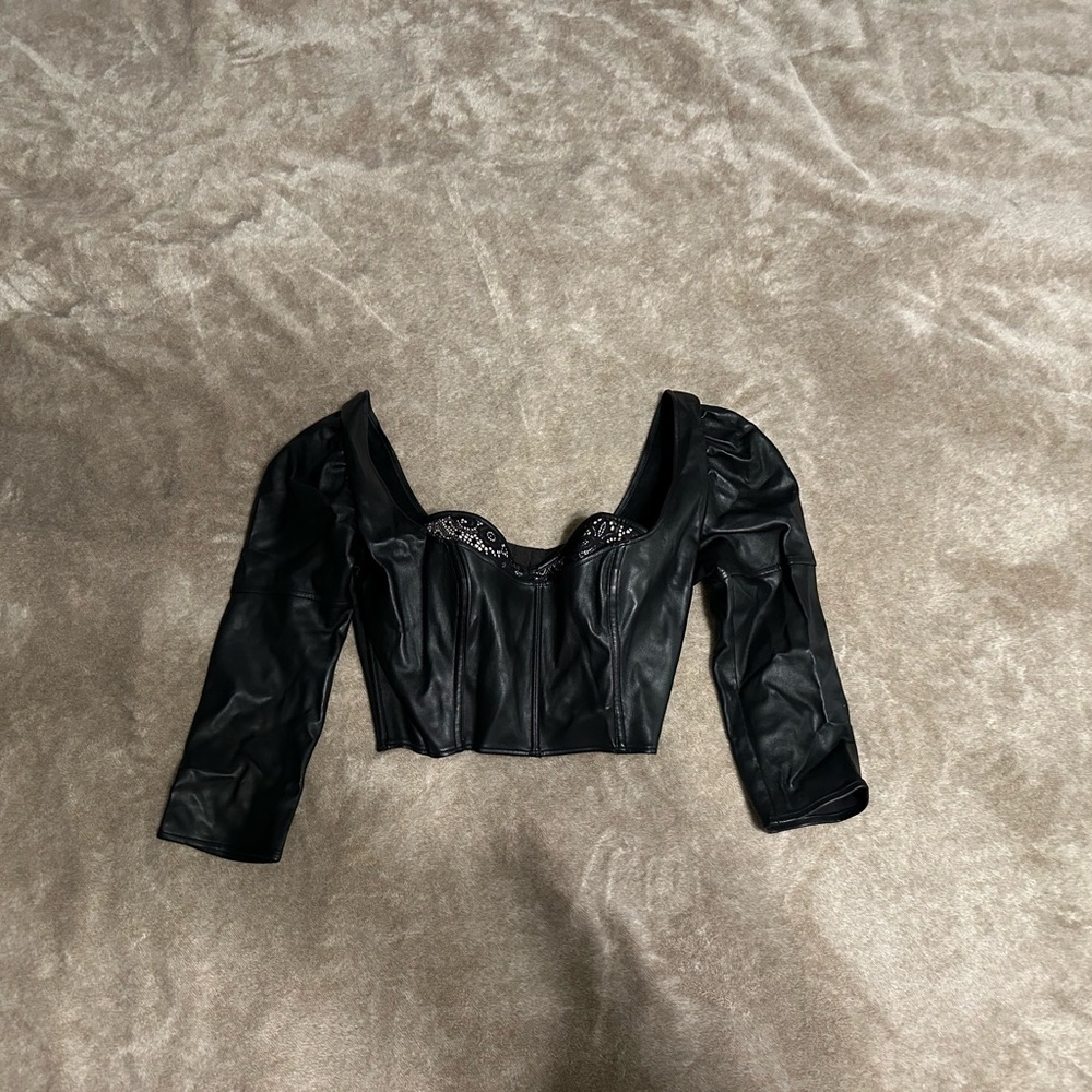 Victoria's Secret Black Puff Sleeve Corset